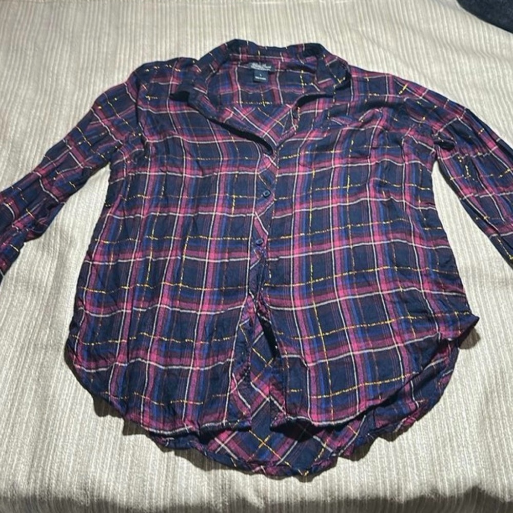 Lucky Brand Plaid Button Down Shirt - Pink and Blue